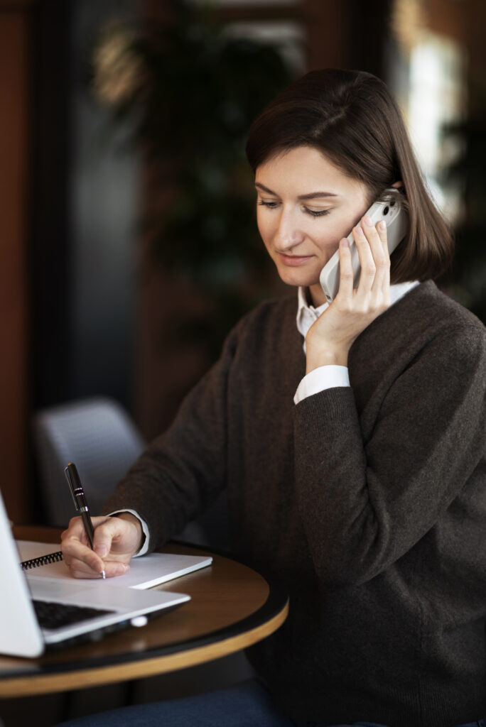 side-view-woman-taking-notes